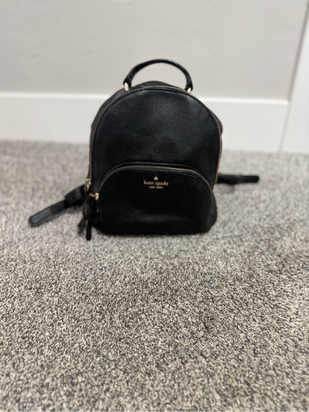 Kate Spade Black Pebbled Leather Mini Backpack